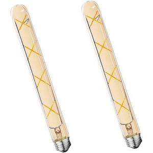 2paquets E27 T30 Ampoule À Filament Led 8w Verre Ambré Blanc Chaud Tubede Lumière(Équivalent À Une Lampe Halogène 70w) 700lm Lampes À Économie D'énergie Vintage E27,300mm - Neuf