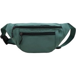 KALANKA-Sac Banane pour Femme Homme Nylon Sac à Bandoulière Sacoche Banane Petit Etanche Sacoche Bandoulière pour Randonnée Voyager Travailler Gym Course à Pied (Vert) - Neuf