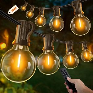 Aiou-30m Guirlande Lumineuse Exterieure Avec Télécommande,Guirlande Guinguette Avec 50+3 G40 Led Ampoules,Dimmable,Étanche Chaîne Lumiere Exterieur Pour Patio Terrasse Fête Mariage (Blanc Chaud) - Neuf