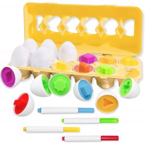 KAL-Oeufs Montessori Correspondant Puzzle Jouets, 12 Pack Oeuf De Paques Formes Et Couleurs Jouet, Oeuf Educatif Pour Enfants Gar&ccedil;ons Filles - Neuf