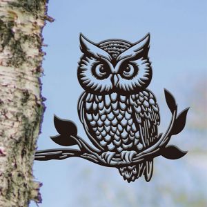 MEVRONISSHOP-Hibou Decoration Jardin Exterieur Branche D&eacute;coration de Jardin Oiseau Animaux Ornement Ext&eacute;rieur Silhouette Noire D&eacute;coration Ext&eacute;rieure Piquets Art Mural - Neuf