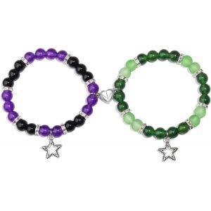 Eryi-2pcs Magnetique Bracelet Connecté Couple, Matching Bracelet D'amitié Couple Correspondant, Bracelet Cadeau Meilleur Ami Petit Ami Et Petite Amie Valentine - Neuf