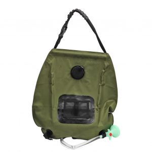 Sac de douche solaire pliable en PVC vert 20 L pour randonnee en plein air - Neuf