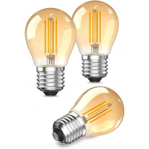 Kalanka-Ampoule Led E27 Blanc Chaud 2.5w, Ampoule Culot &Agrave; Vis E27 2200k G45 Baillonette Verre Ambr&eacute; Ampoule Filament &Eacute;quivalent 20w Pour Lampes De Chevet, Lampes De Lecture(Non Dimmable, 3pcs) - Neuf