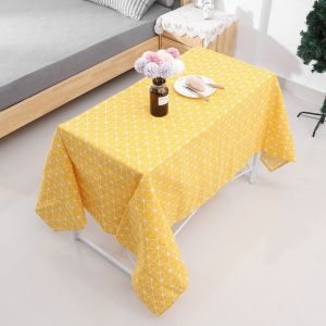 Hjlian Nappe Decorative En Coton Et Lin A Motif Damier Jaune (140 X 200 Cm) - Neuf