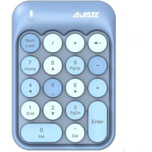 MDY-x AJAZZ AK18 Clavier numérique sans Fil, pavé numérique Portable 2,4 GHz avec clé Ronde rétro et récepteur USB Clavier numérique de comptabilité financière pour Mac, PC (Bleu) - Neuf
