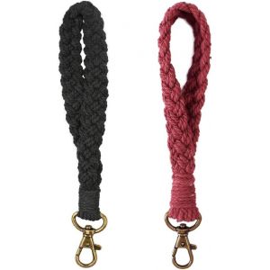 Kal-2 Pi&egrave;ces Porte-Cl&eacute;s Macram&eacute; Bracelet Lani&egrave;re Femme Lani&egrave;re Courte Boho Lani&egrave;re - Neuf