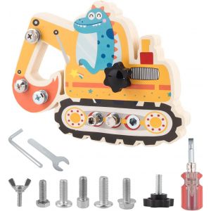 ChenQuanSarl-Montessori Planche &Agrave; Visser Dinosaure - Jouet - Motricit&eacute; Fine - Jouet En Bois - Sensory Play - Planche &Agrave; Ongles Pour Enfants - Id&eacute;e Cadeau &Agrave; Partir De Ans Pour Filles Et Gar&ccedil;ons - Neuf