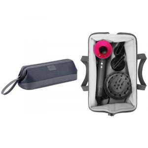 Sac de rangement de voyage pour s&egrave;che-cheveux Dyson et accessoires &iquest; Gris fonc&eacute;, cuir PU et tissu, 39 x 17 x 12,5 cm - Neuf