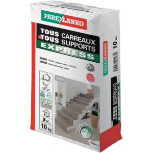 Colle carrelage &agrave; s&eacute;chage rapide Tous Carreaux Tous Supports Express Gris Neuf et r&eacute;novation Adh&eacute;rence haute performance 10kg - Neuf