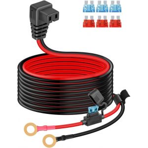 14AWG 12V O-Ring Terminal Refrigerator Cable 15A/10A Fuse for Portable Fridge/Camping Coolers ((3m/10ft)) - Neuf