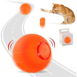 KAL-Jouet De Balle Interactif Pour Chat-Avec Lumi&egrave;re Led,Balle Saut Intelligent,Rotation Automatique A 360 Degr&eacute;s Et Chargement Usb,Stimule La Chasse,Pour L'Exercice De Chaton,Orange (Orange) - Neuf