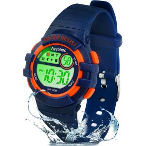 JGD-Montre Enfant Num&eacute;rique Gar&ccedil;on Fille,Montres Digitale Sport avec LED 7 Couleurs Lumineuse,&Eacute;tanche 30M,Alarme,Chronom&egrave;tre,Date,Cadeaux pour Enfants - Neuf