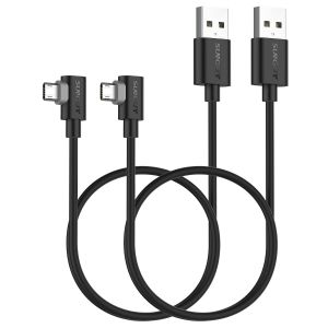 JGD-C&acirc;ble Micro USB 90 Angle, 2 pi&egrave;ces 0.5m 3A USB vers Micro USB C&acirc;ble de charge USB 2.0 Transfert de donn&eacute;es Compatible avec Galaxy S7 Edge S6 S5, Moto E6 5 4, Xperia Z5, Kindle Fire, LG - Neuf