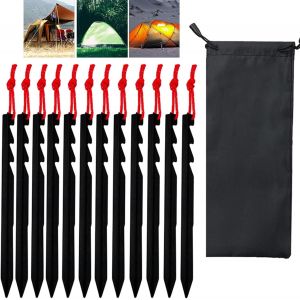 Eryi-12 Pièces Sardines Camping, Sardines De Fixation Avec Corde Réfléchissante, Piquet De Tente Aluminium Piquets De Tente Sardine Tente Pour Le Camping Et L'extérieur Pique-Nique Randonnée Pêche - Neuf
