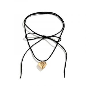Mode Amour Coeur Pendentif Collier &Eacute;l&eacute;gant Collier Ras De Cou Collier Velours Bowknot Cravate Cha&icirc;ne Bijoux Pour Femmes Filles Xxfb - Neuf