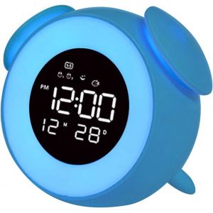 R&eacute;veil LED multifonction pour enfants, r&eacute;veil num&eacute;rique &agrave; intensit&eacute; variable avec fonction r&eacute;p&eacute;tition, lumi&egrave;re d'ambiance &eacute;l&eacute;gante &agrave; c&ocirc;t&eacute; du lit - Neuf