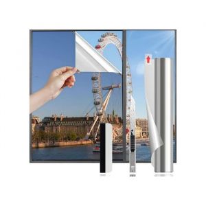 Film Miroir Fen&ecirc;tre 75x200cm Anti-Regard & UV - Adh&eacute;sif Sans Colle Effet Miroir Argent - Isolation Thermique & Kit Pose Inclus - Neuf
