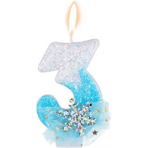 Ershi-Flocon Neige Paillettes Bougie Number, Bougie D'anniversaire Neige Glace Et Neige Brillantes Bougies D'anniversaire De Style[7047] - Neuf