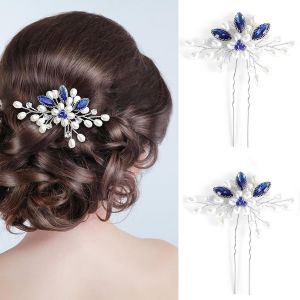 Kal-2 Pièces Bijou Cheveux Mariage, Bijoux De Tete Mariage, Accessoire Cheveux Mariage Invité, Accessoire Cheveux Mariage Bleu Pour Mariée Et Filles Pour Marriage, Soirée, Anniversaire - Neuf
