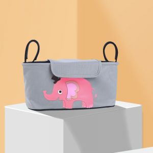 Pièce (Avec Couvercle - Éléphant Rose, Environ 32 X 14 X 17 Cm) Sac Multifonction Pour Biberon, Tasse D'eau, Sac Momie, Sac De Rangement Suspendu Pour Poussette, Sac Organisateur De Poussette - Neuf