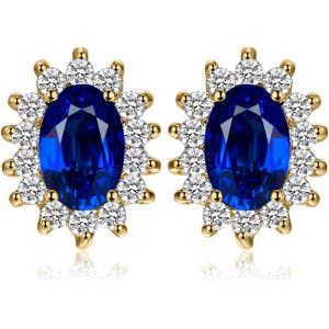 Kal-Diana Princesse Kate Middleton Boucles D'oreilles Clous Naturelle Améthyste Péridot Grenat Citrine Topaze Femme, Argent 925/ Plaqué Or Rose/Or Jaune, Vintage Ensemble De Bijoux Cadeau - Neuf