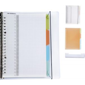 Carnet De Notes A5 Carnet À Spirale Quadrillé A5 Avec Une Règle Souple Et Un Registre, Carnet À Spirale Quadrillé, 80 G/M², 60 Feuilles, 120 Pages - Neuf