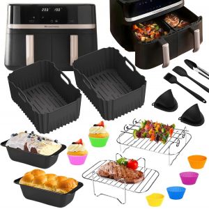 Accessoires Air Fryer Pour Russell Hobbs Air Fryer 9 Liter Moule Silicone Air Fryer & Grille Pour Russell Hobbs, Moule Cake, Moule Pain Etc. 17 Pi&egrave;ces Russell Hobbs Air Fryer Acc[KIT6511223] - Neuf