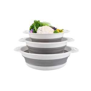 Ensemble De 3 Passoires Pliables Pour &Eacute;goutter P&acirc;tes Et L&eacute;gumes - Gris - Neuf