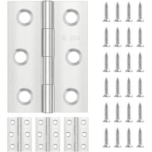 ChenQuanSarl-Lot De 4 Charnières Pliantes 75 Mm X 50 Mm, Charnières De Porte En Acier Inoxydable, Industrielles, Polies, Charnière Piano Pour Portes, Fenêtres, Armoires Avec 24 Vis, Argent - Neuf