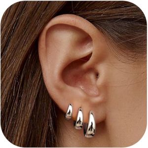 Kal-Ensemble De Petites/Grandes Cr&eacute;oles Pour Femmes Et Adolescentes - Boucles D`Oreilles Plaqu&eacute;es Or 14 Carats Avec Oxyde De Zirconium - Neuf