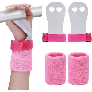 Gants De Pr&eacute;hension Pour Enfants - Gants En Cuir Et Bandages De Poignet - Protection Paumes Pour Gymnastique/Barre(Rose,S) - Neuf
