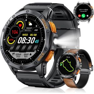 Dm1 Montre Connectée Homme Gps, La Boussole/Lampe De Poche Led, 1.43"" Amoled Smartwatch, 170+Sportifs/Podometre/Sommeil/Ip68 Etanche Montre Running Homme, Smart Watch Avec Android Ios - Neuf