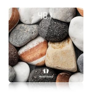 Balance Pèse Personne Numérique, Pese Personnes De Haute Précision Avec Technologie Step-On Affichage Par Led, Design Fin, Poids Max. 180 Kg/ 400Lb, Motif De Galets - Neuf