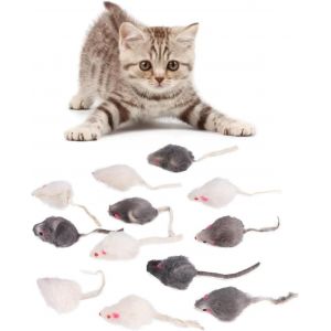 Letnerny-Chat Faux Souris Jouet, 12 Pcs Mini Pet M&acirc;cher Petite Peluche Souris Jouet Chat Chaton Teaser Jouets Ensemble Animaux Interactive Exerc Ur - Neuf