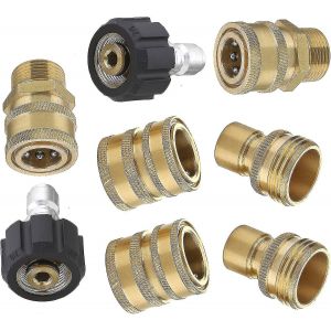 Accessoires de nettoyeur haute pression,kit de connecteur rapide de tuyau haute pression,connecte la lance de baril et le tuyau,M22 3/8 » à connexion rapide 3/4 » à déconnexion rapide,8pc - Neuf