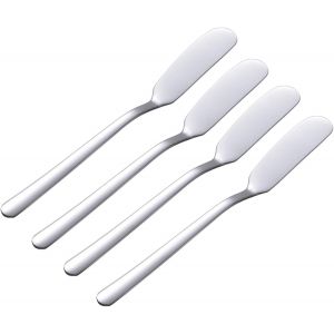 Ensemble de 4 couteaux &agrave; tartiner le fromage et le beurre en acier inoxydable - Neuf