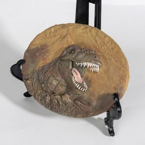 Statue en relief de fossile de dinosaure T-Rex en r&eacute;sine 3D, figurine r&eacute;aliste de dinosaure pr&eacute;historique, d&eacute;coration vintage en r&eacute;sine fossile - Neuf