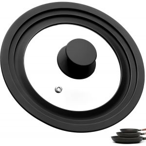 Kalanka-Couvercle Universel En Verre Noir, Couvercle Casserole 16 Cm 18 Cm 20 Cm, Couvercles Pour Casseroles Et Po&ecirc;les, Avec Trou Vapeur, Bord Et Bouton En Silicone R&eacute;sistant &Agrave; La Chaleur - Neuf