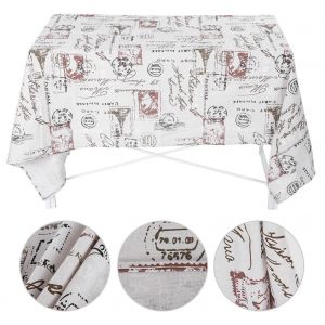 Hjlian Nappe Imprimee Vintage En Coton Et Lin Pour Table De Salle A Manger Et De Cuisine (140 X 200 Cm) - Neuf