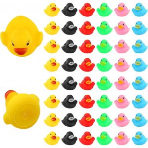 KALANKA-Luter 48 Pièces Canard Plastique, Flotteur et Grincement Mini Petits Canards Colorés Jouets de Baignoire pour Douche / Anniversaire / Fournitures de fête - Neuf