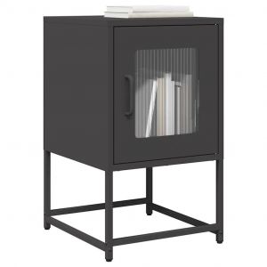 Table De Chevet Noir 36x39x60,5 Cm Acier Laminé À Froid - Neuf