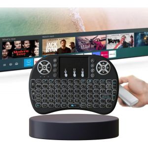 Mini Clavier sans Fil Rétroéclairé 2.4GHz avec Touchpad Intégré ¿ Clavier Portable AZERTY pour Android TV Box, PC, Smart TV ¿ Rétroéclairage 3 Couleurs ¿ Noir - Neuf