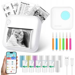 CMWX-Imprimante Photo Portable,Mini Imprimante Photos Instantané sans Fil,Imprimante Thermique sans Fil BT Imprimante Mobile,Imprimante pour Photos Liste d'étiquettes,pour Photo,Reçu (Bleu) - Neuf