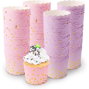 Subzonal-Lot De 100 Caissette Muffins Mini Caissettes Cupcake Papier Muffin Moule Mini Muffin Pour Cupcakes F&ecirc;te D&eacute;coration (Rose Et Violet) - Neuf