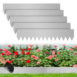 Bordure De Jardin Avec Pointes Bordure De Jardin Avec Pointes Gazon En Acier Galvanis&eacute; Bordure De Pelouse Bordure De Chemin Bordure De Parterre Avec Des Gants Argent 100x20cm 35m - Neuf