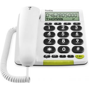 PhoneEasy 312cs téléphone Filaire simplifié Larges Touches contrastées,Fonction Mains-Libres et mémoires directes (Blanc).[U4] - Neuf