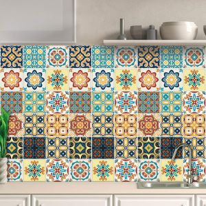 Eryi-32 X Feuilles Mural Stickers Carrelage 2d Imperméables Carreau De Ciment Adhesif, Autocollants Carreaux Dosseret Pour Cuisine, Salle De Bain La Décoration À La Maison / 10 X 10 Cm / T1001 - Neuf