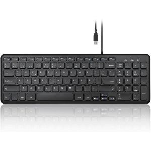 LETNERNY-Periboard-213B Clavier C aux Usb Silencieux Avec Câble - Design Compact Avec Pavé Numérique - Noir - Qwert Espagnol Avec Ñ - Neuf