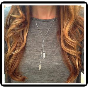 Kales-Plume Pendentif Collier Feuille Glands Lariat Collier Ras Du Cou Y-Forme Chandail Cha&icirc;ne Bijoux Pour Femmes Filles Ados (Argent) - Neuf